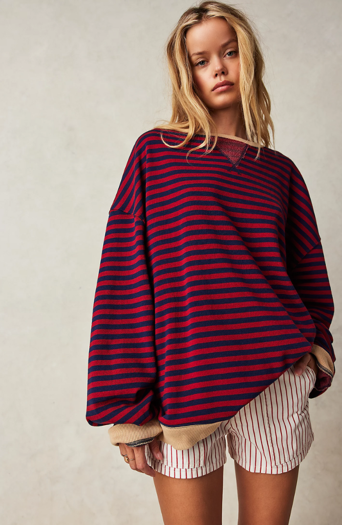 Mandie™ - Pull oversize à rayures vives avec accents