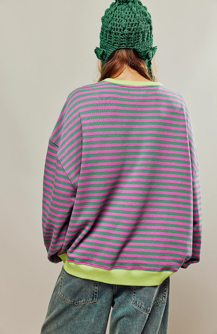 Mandie™ - Pull oversize à rayures vives avec accents